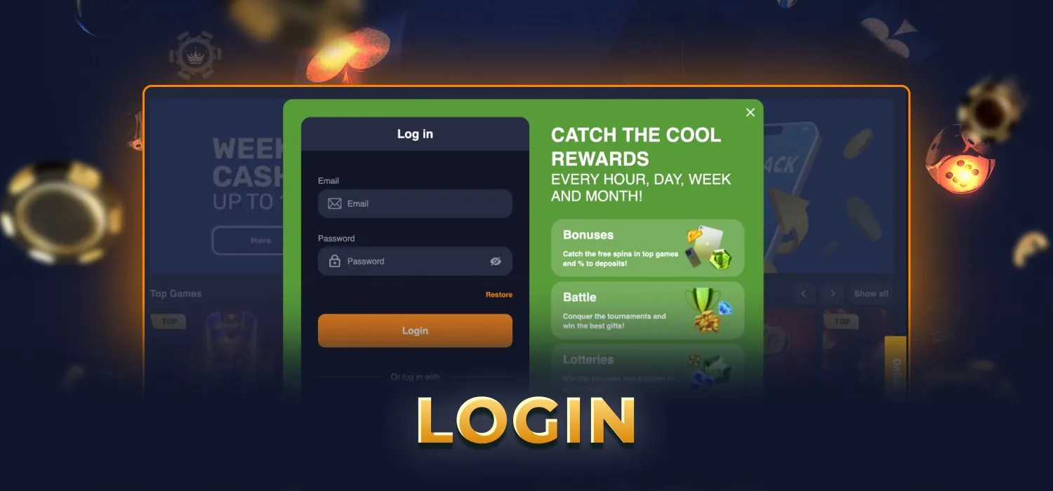 login to personal account in casino